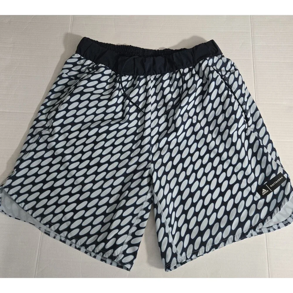 Adidas x Marimekko AeroReady Navy Blue Print Shorts Mens Size Large